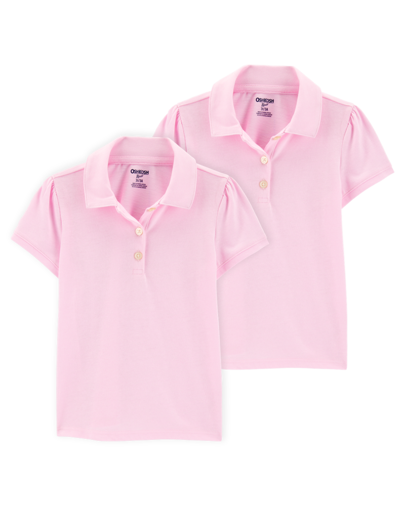 Toddler 2-Pack Pique Uniform Polo Shirts - Pink, image 1 of 3 slides