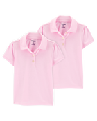 Toddler 2-Pack Pique Uniform Polo Shirts - Pink, image 1 of 3 slides