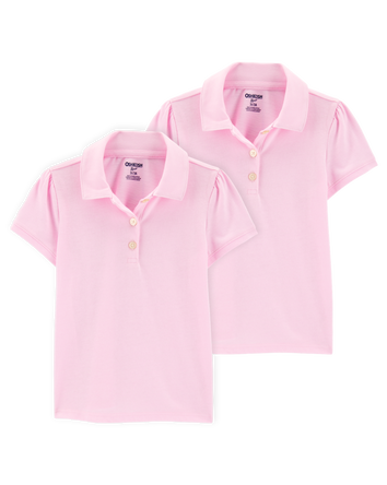 Toddler 2-Pack Pique Uniform Polo Shirts - Pink, 