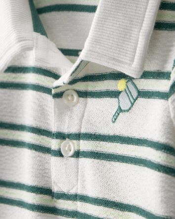 Baby Boy Pickleball Stripe Short-Sleeve Romper - Green/White, 