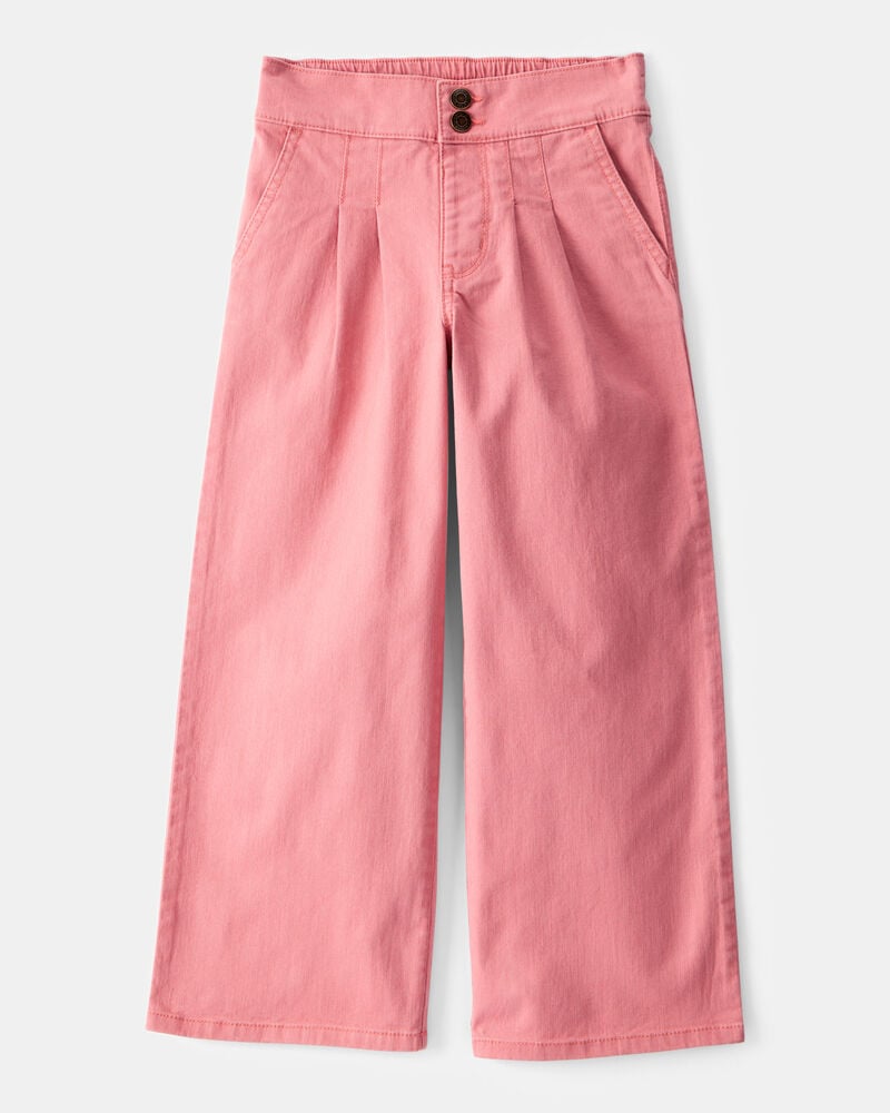 Kid Twill Wide Leg Pants - Pink, image 1 of 4 slides