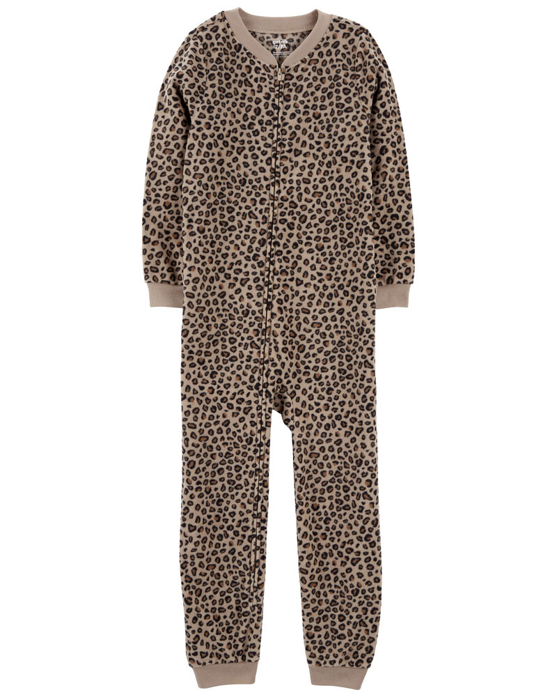 Kid 1-Piece Cheetah Print Fleece Footless Pajamas
, image 1 of 3 slides