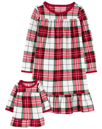 2-Piece Fleece Nightgown & Matching Doll Nightgown, 