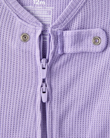 Baby Girl PurelySoft Long-Sleeve 2-Way Zip 1-Piece Pajamas - Purple, 