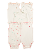 Baby 5-Pack Vegetables Sleeveless Bodysuits - Ivory, image 1 of 7 slides