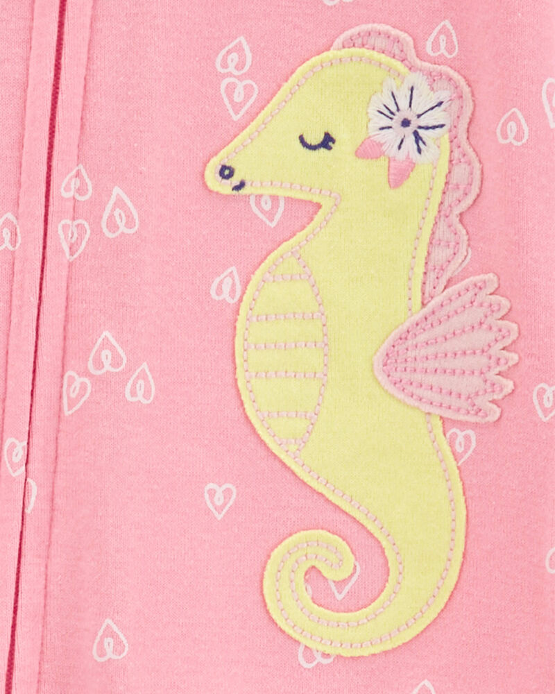 Toddler 1-Piece Sea Horse 100% Snug Fit Cotton Footless Pajamas, image 2 of 4 slides