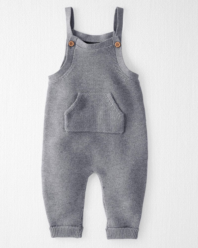 Baby Organic Sweater Knit Overalls in Dark Gray, image 1 of 7 slides