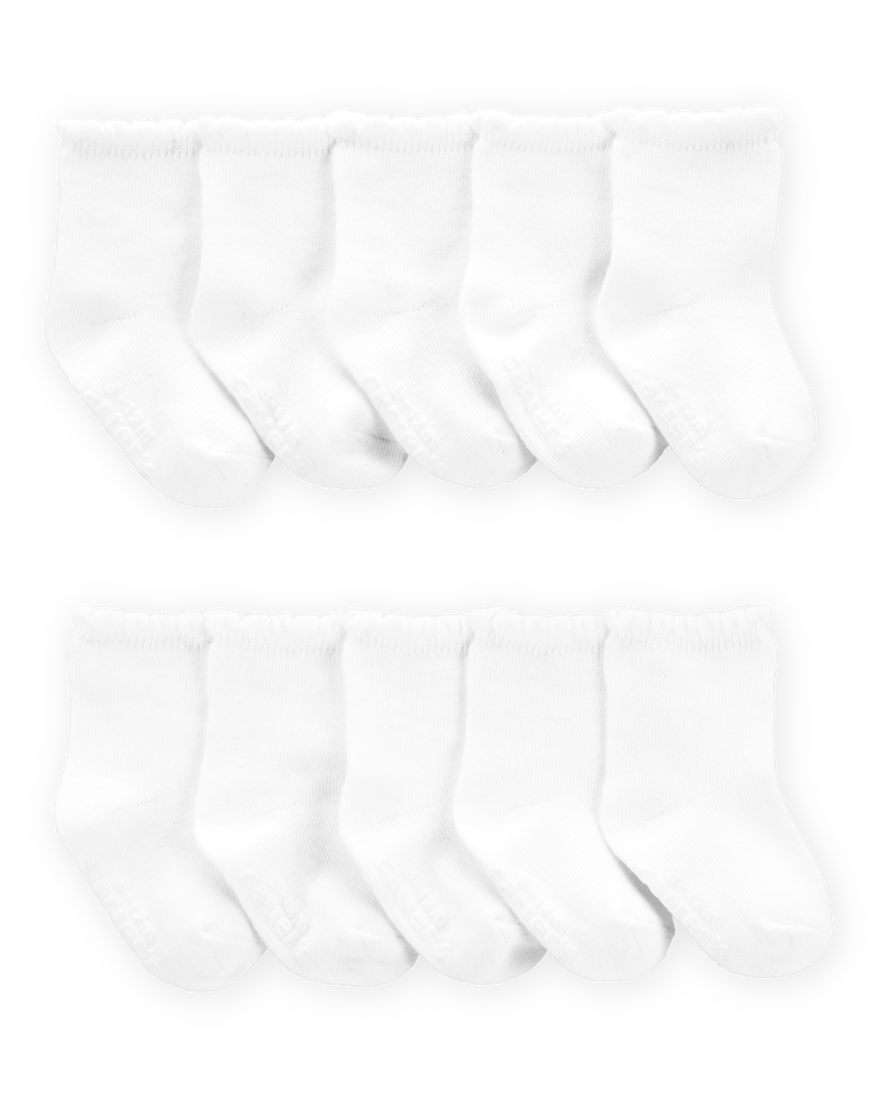 Baby 10-Pack Scallop Crew Socks, image 1 of 2 slides