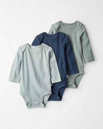 Baby 3-Pack Organic Cotton Rib Gradient Bodysuits in Greens, 