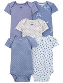 Multi - Baby 5-Pack Butterfly Short-Sleeve Bodysuits