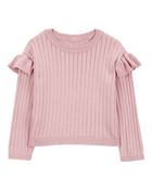 Baby Ribbed Long-Sleeve Sweater - Pink, image 1 of 3 slides