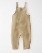 Baby Organic Cotton Sweater Knit Overalls in Khaki, image 2 of 5 slides