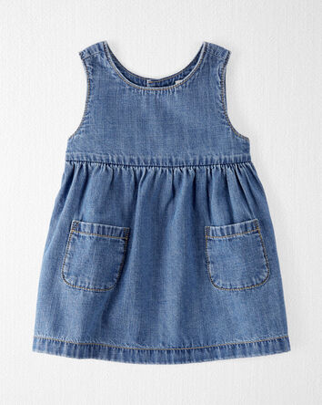 Baby Organic Cotton Chambray Pocket Dress, 