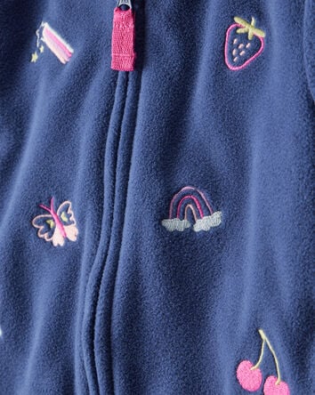 Baby Girl 3-Piece Art Print Jacket, Bodysuit & Pant Set - Blue/Pink, 