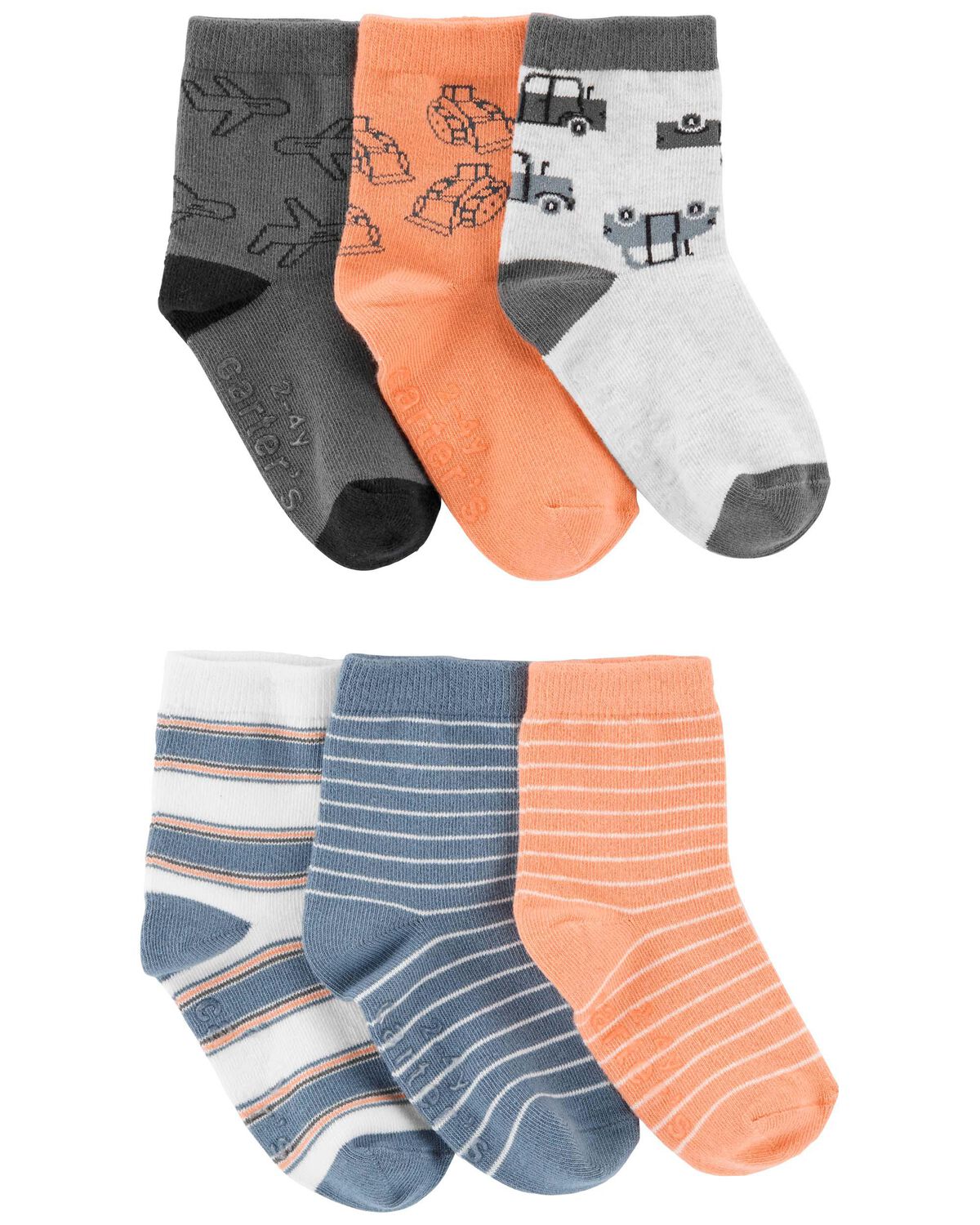 Multi Toddler 6Pack Construction Socks