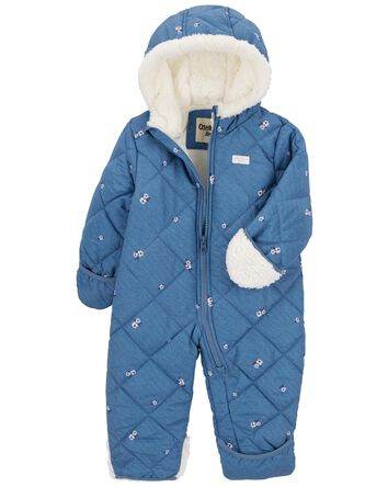 Floral Print Sherpa-Lined Snowsuit, 