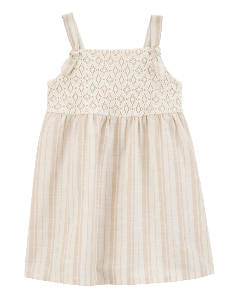 Baby Striped Eyelet Tank Dress - Ivory, image 1 of 5 slides