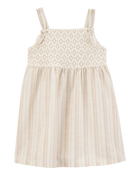 Baby Striped Eyelet Tank Dress - Ivory, image 1 of 5 slides