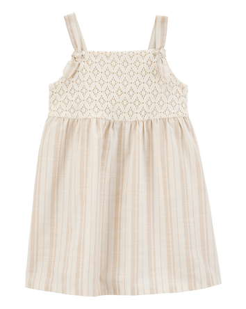 Baby Striped Eyelet Tank Dress - Ivory, 