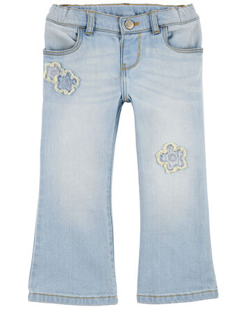 Toddler Patch Floral Iconic Denim Flare Jeans, 