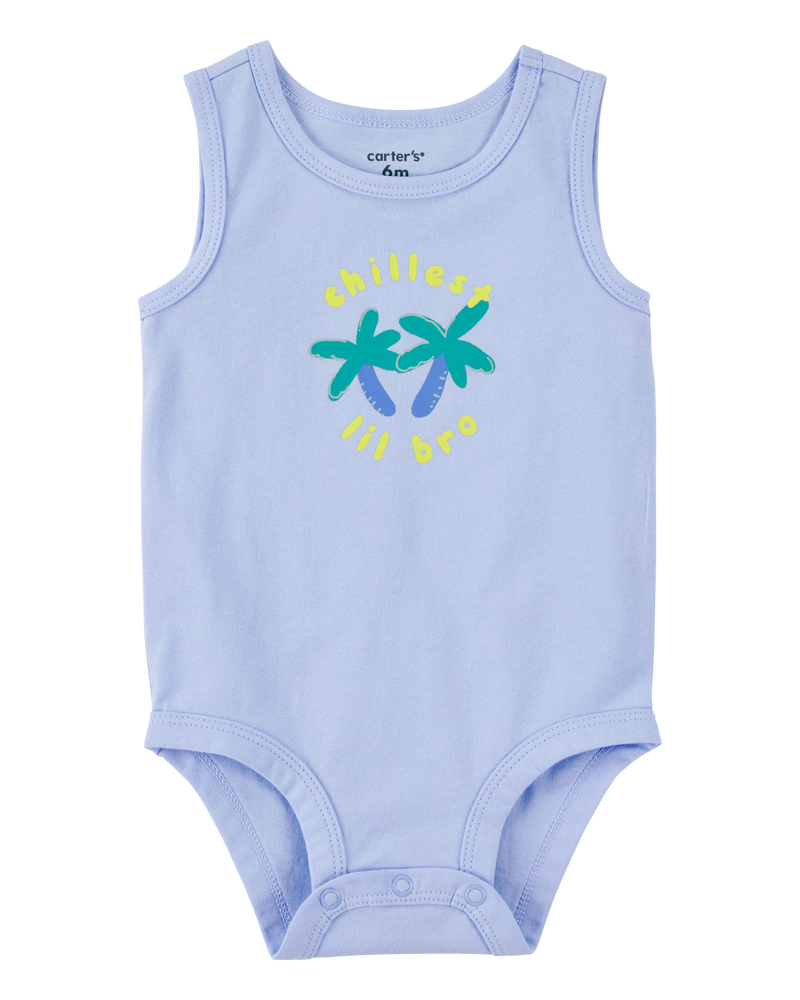 Baby Chillest Lil Bro Sleeveless Bodysuit - Blue, image 1 of 3 slides