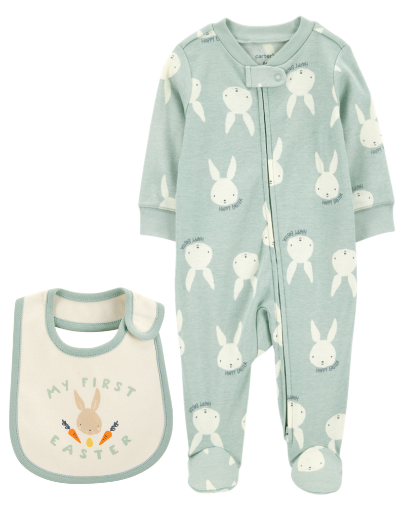 Baby 2-Piece My First Easter Teething Bib & Sleep & Play Pajamas Set
, image 1 of 6 slides
