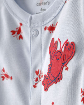 Baby Boy Lobster Short-Sleeve Romper - Grey, 