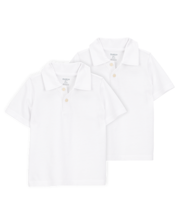 Toddler 2-Pack Pique Uniform Polo Shirts - White, 