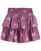 Kid Butterfly Print Tiered Skort, image 1 of 3 slides