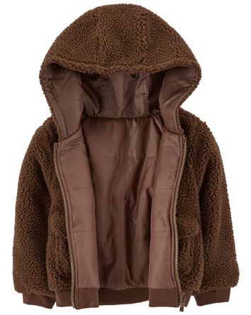 Toddler Reversible Hooded Sherpa Jacket, 