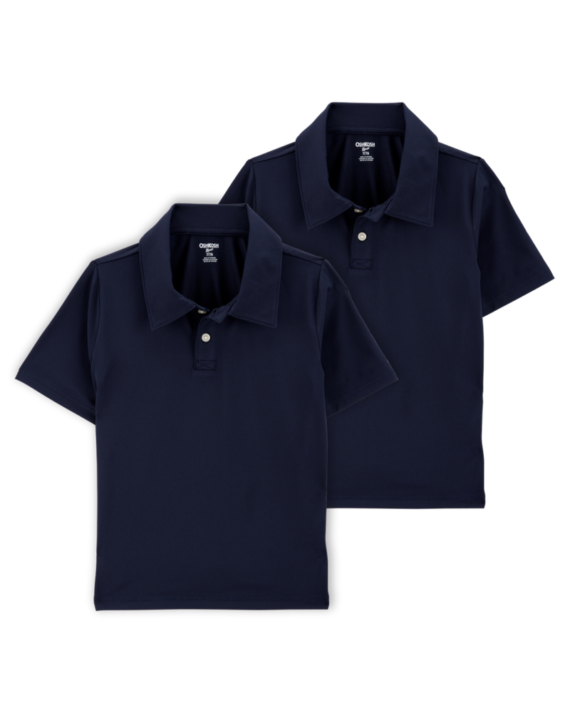 Kid 2-Pack Active Uniform Polo Shirts in Moisture Wicking BeCool™ Fabric - Navy, image 1 of 3 slides