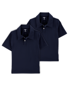 Kid 2-Pack Active Uniform Polo Shirts in Moisture Wicking BeCool™ Fabric - Navy, image 1 of 3 slides