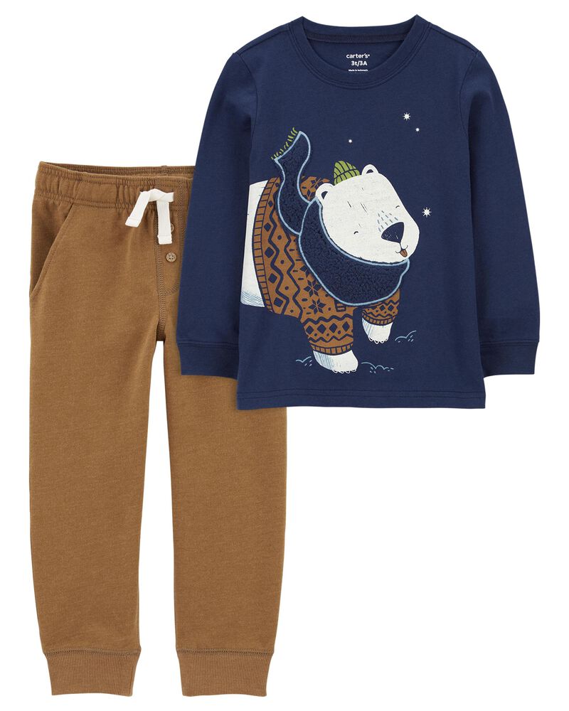 Toddler Graphic Tee & Fleece Pants Set, image 1 of 3 slides