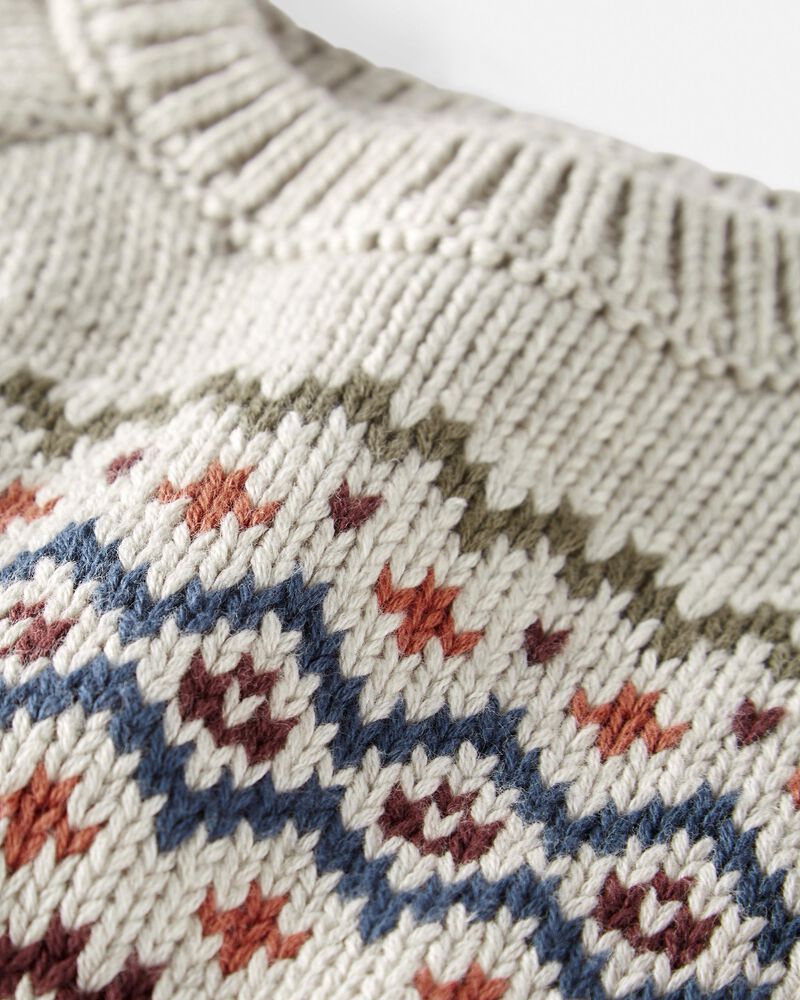 Baby Organic Cotton Fair Isle Sweater, image 2 of 4 slides