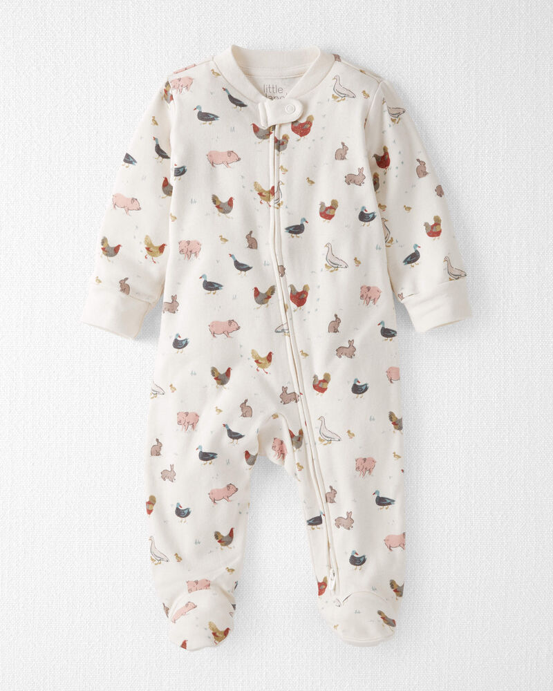 Baby Organic Cotton Sleep & Play Pajamas in Farm Animals, image 1 of 4 slides