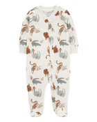 Baby Animal Print 2-Way Zip Cotton Sleep & Play Pajamas, image 1 of 6 slides