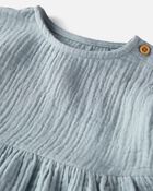Toddler Organic Cotton Gauze Dress in Blue, image 7 of 10 slides