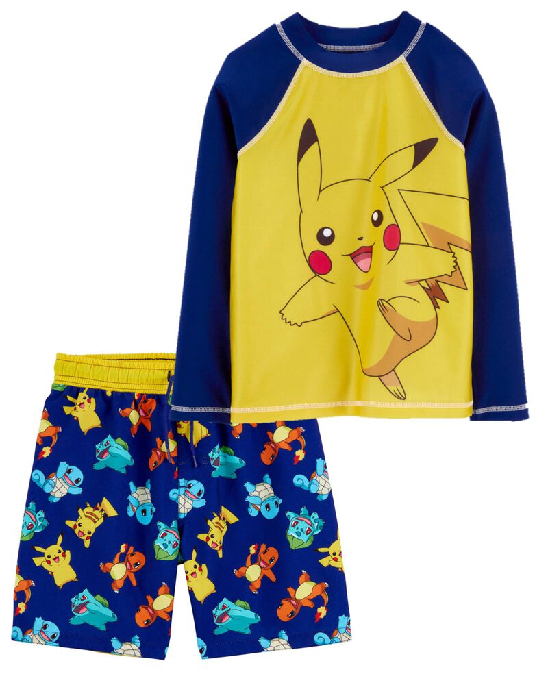 Kid Pikachu Pokémon Rashguard & Swim Trunks Set, image 1 of 1 slides