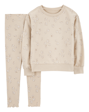 Kid 2-Piece Floral Pullover & Stretch Legging Set, 
