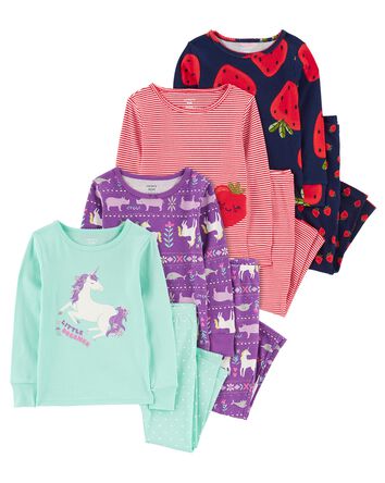 Toddler 8-Piece 100% Snug Fit Cotton Pajamas, 