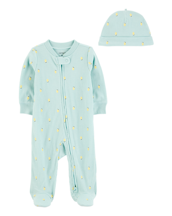 Baby 2-Piece Lemon 2-Way Zip Sleep & Play Pajamas - Blue, 