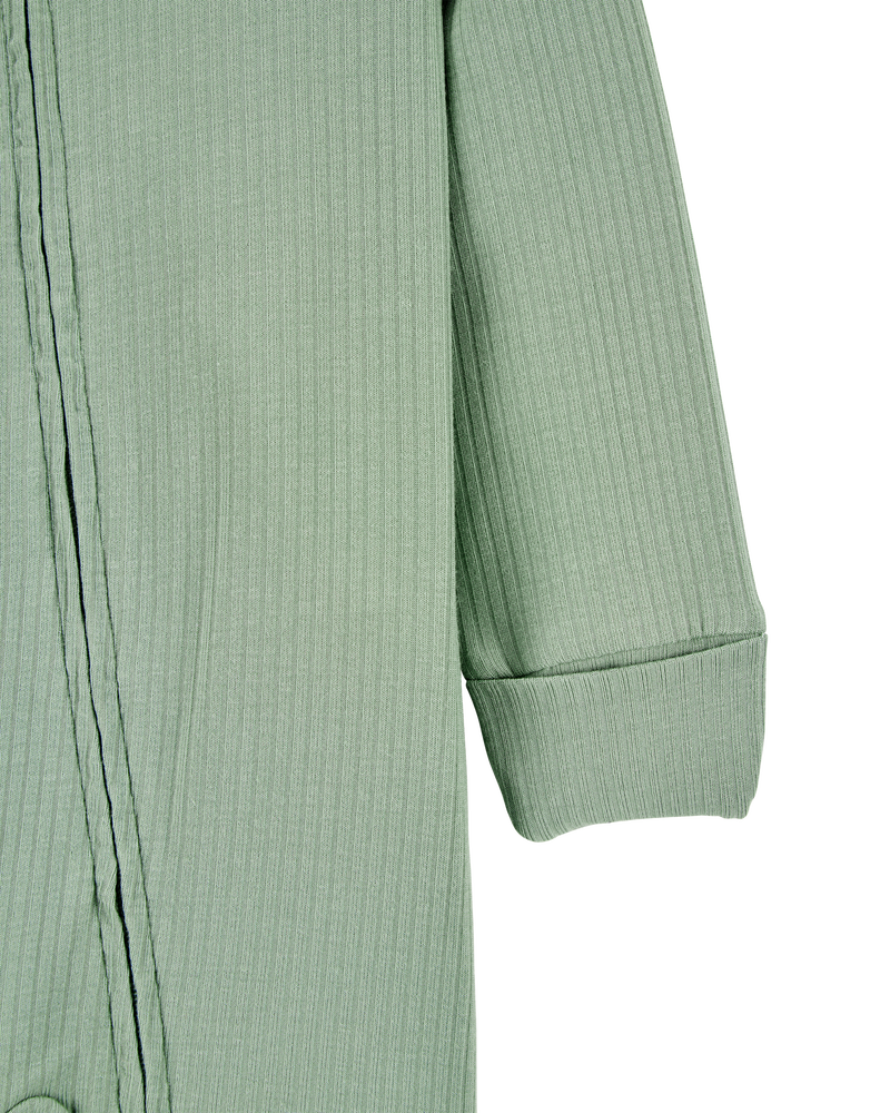 Baby Solid 2-Way Zip PurelySoft Sleep & Play Pajamas - Green, image 2 of 5 slides