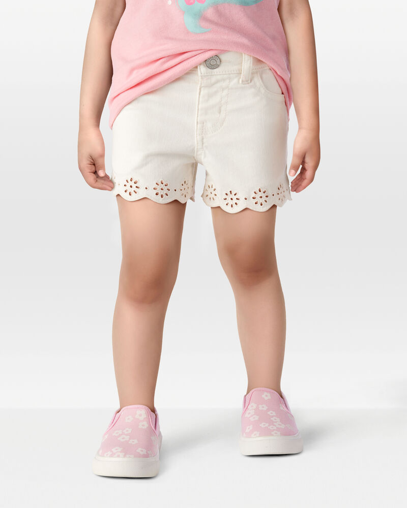 Toddler Iconic Eyelet Short - Cream, image 2 of 7 slides