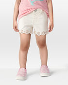 Toddler Iconic Eyelet Short - Cream, image 2 of 7 slides