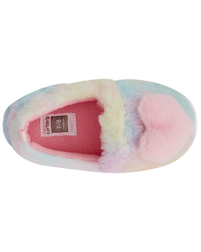 Rainbow Heart Faux Fur Loafer Slippers, image 4 of 6 slides