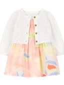 Multi - Baby 2-Piece Smocked Dress & Cardigan Set