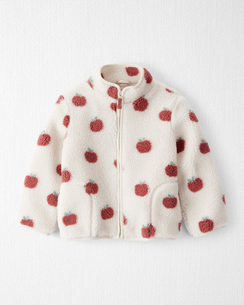 Toddler Recycled Sherpa Jacket in Apple Print, image 1 of 4 slides