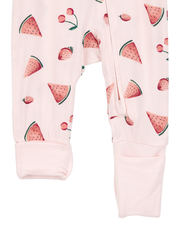 Baby Fruit Print 2-Way Zip PurelySoft Convertible Foot Sleep & Play Pajamas - Pink, 