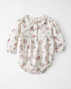 Baby Organic Cotton Gauze Ruffle Bubble in Wildberry Bouquet, image 1 of 4 slides