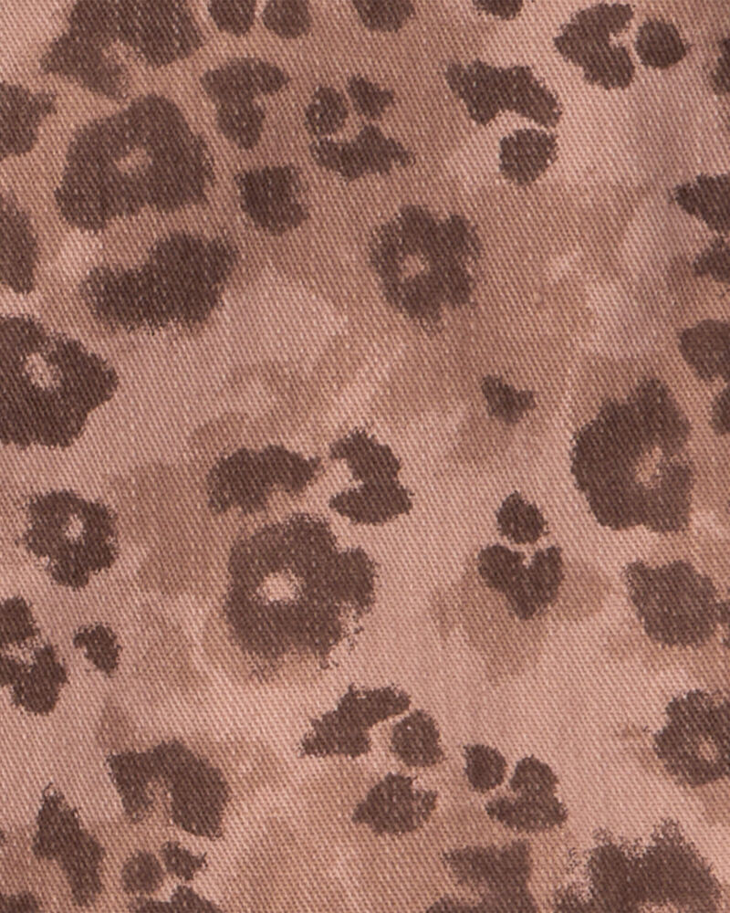 Girls Leopard Print Denim Skirt - Brown, image 3 of 4 slides